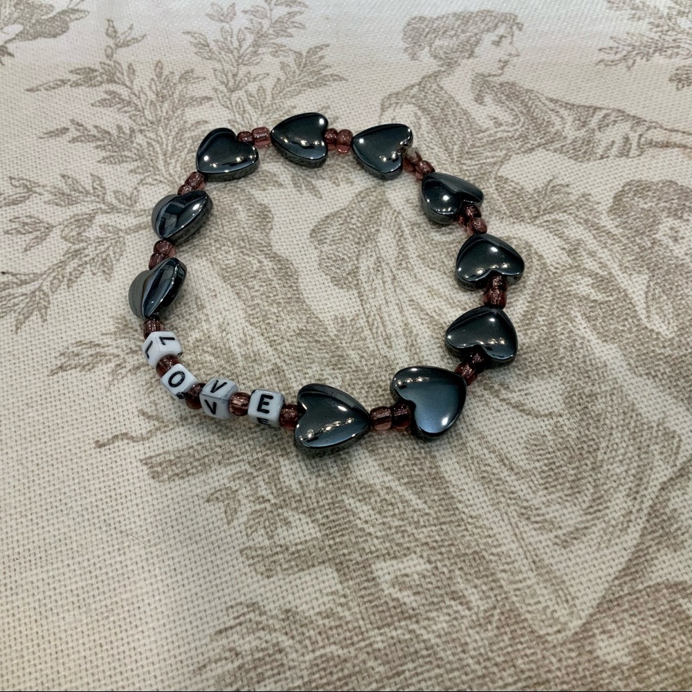 Love & Ebony Hearts Bracelet handmade